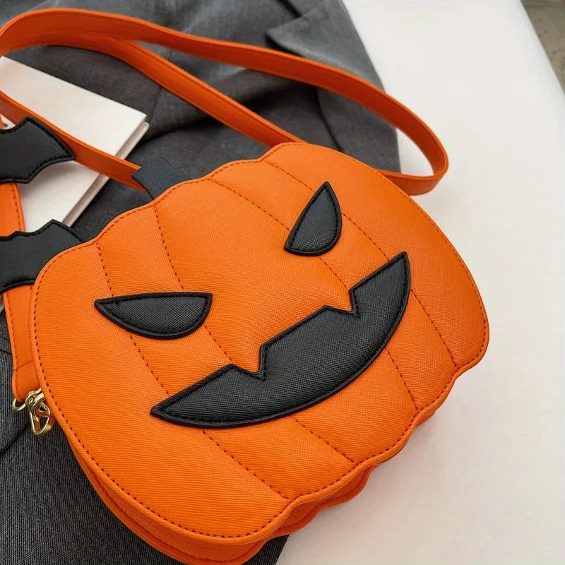 Enchanting Halloween Pumpkin Bag Devilish Style with Ghost Skull Accent Fashion Purse for Women & Girls