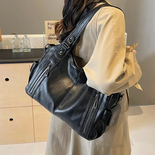 Soft Interior Compartment Shoulder Bags 2024 High Quality Contrasting Colors Bags for Women Fashion Zipper Pu Women's Handbags