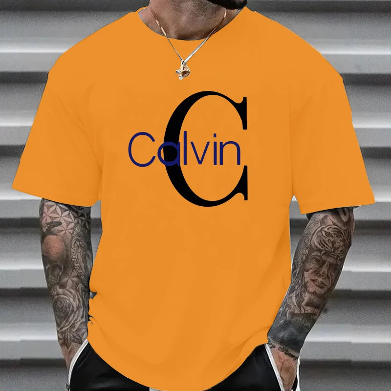 Summer's popular short-sleeved 100% pure cotton T-shirt with letter prints is a casual and fashionable streetwear for men
