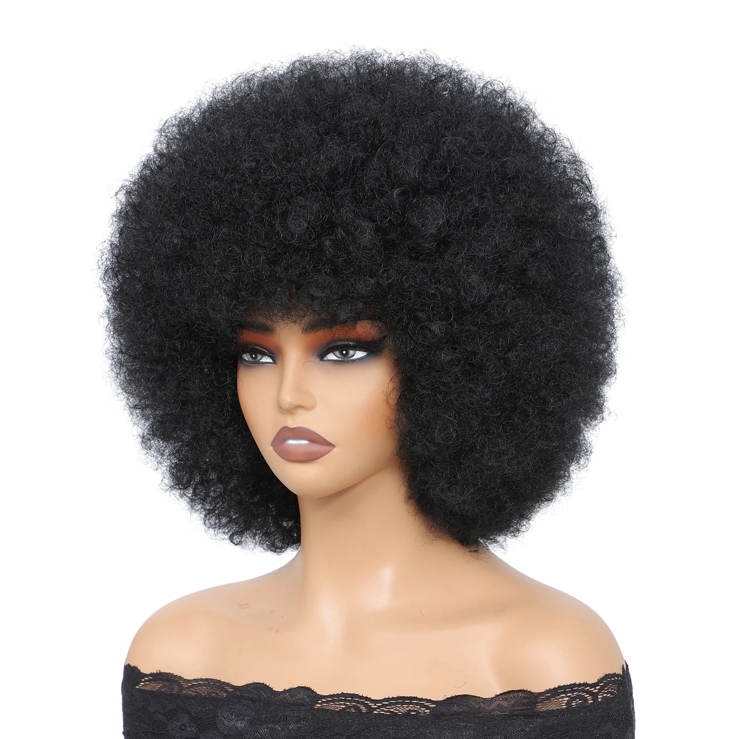 Afro Wigs for Black Women 14 Inch 70s Afro Kinky Curly Bouncy Fluffy Puff Synthetic Wig Ideal for Cosplay Daily & Party