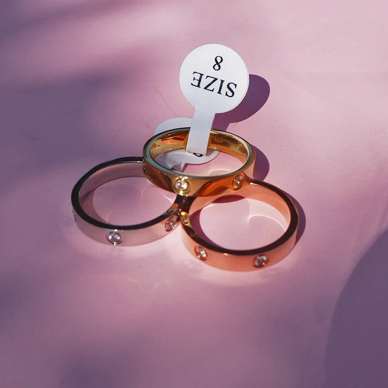 Zircon Stainless steel ring for man crystal rings for woman 2025 new trend Luxury Jewelry