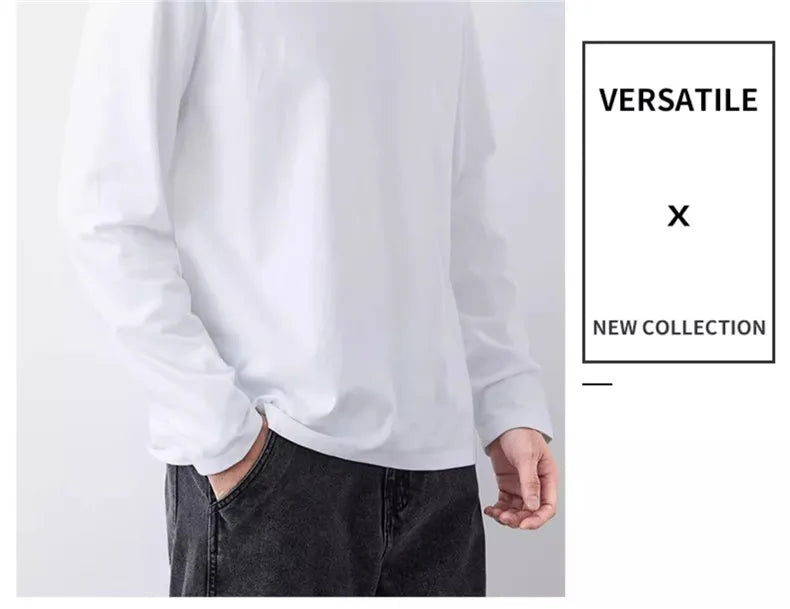 Fast Delivery T-Shirts Men Long Sleeves Tee Tops Male Autumn Plain Cotton Tshirts Plus Size 4XL 5XL Undershirts Man Clothing