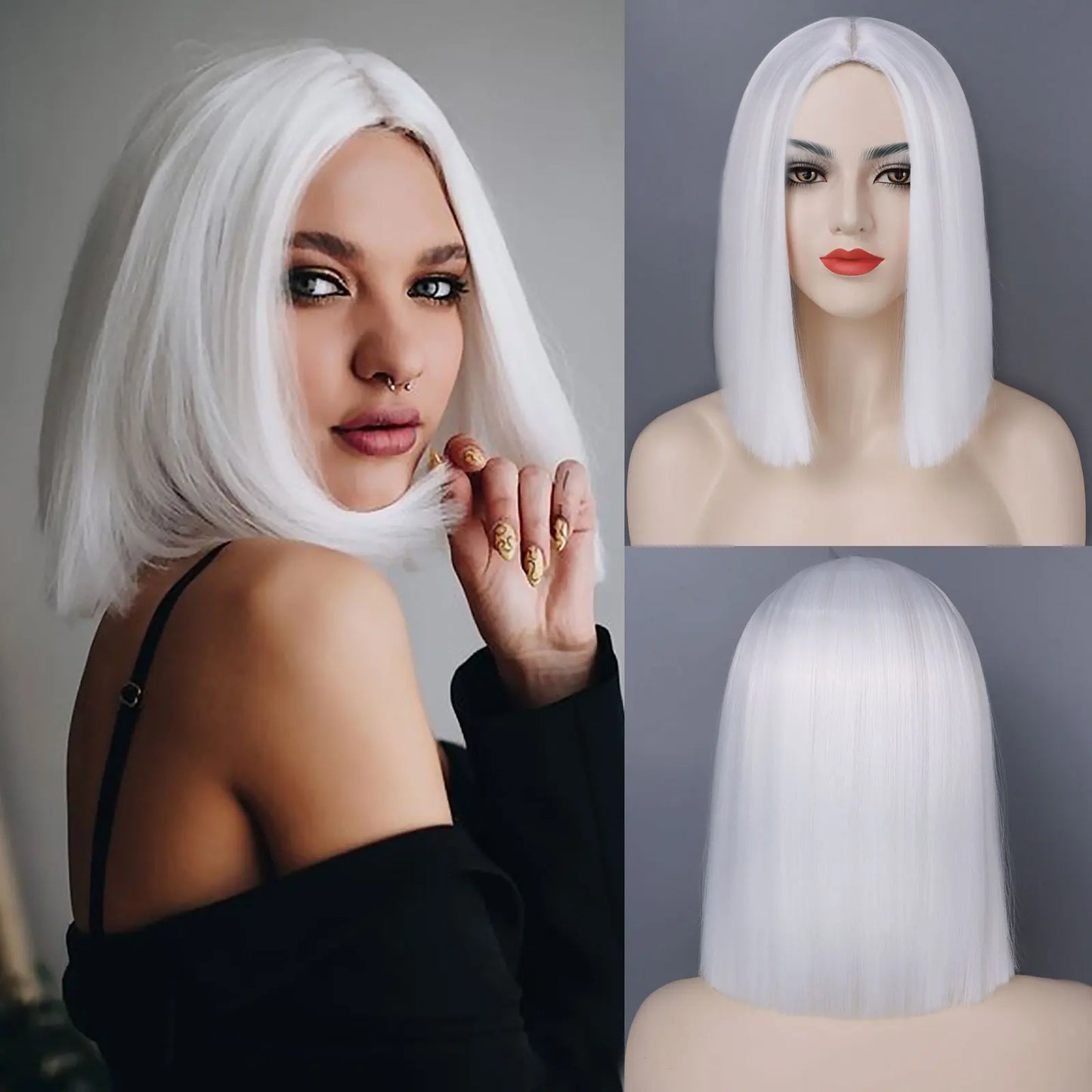 Light Blue Synthetic Short Bob Wig Straight Blue Wig for Women Shoulder Length Wigs Colorful Wig for Daily Use Party Cosplay