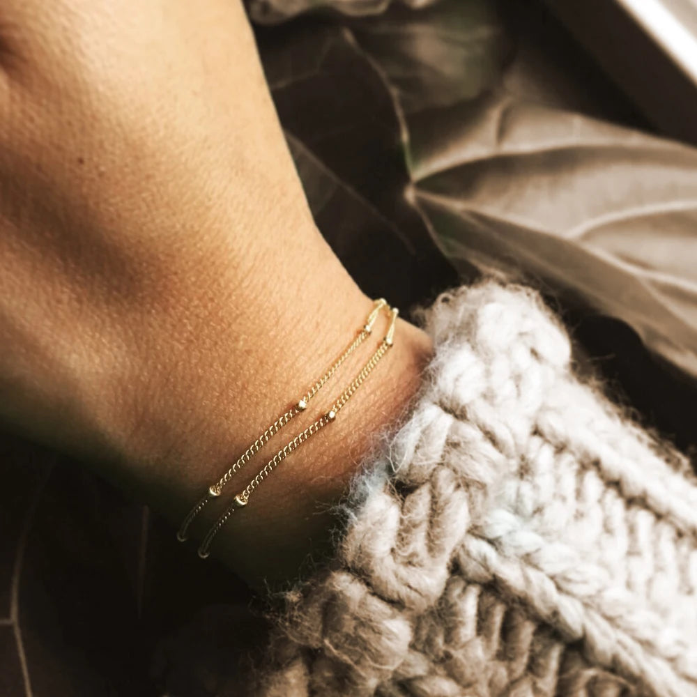 eManco Simple Women's Ball Chain Bracelet Bracelet New Layered Thin Beads Accessories Stainless Steel Jewelry Gifts Wholesale