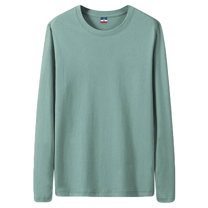 Fast Delivery T-Shirts Men Long Sleeves Tee Tops Male Autumn Plain Cotton Tshirts Plus Size 4XL 5XL Undershirts Man Clothing