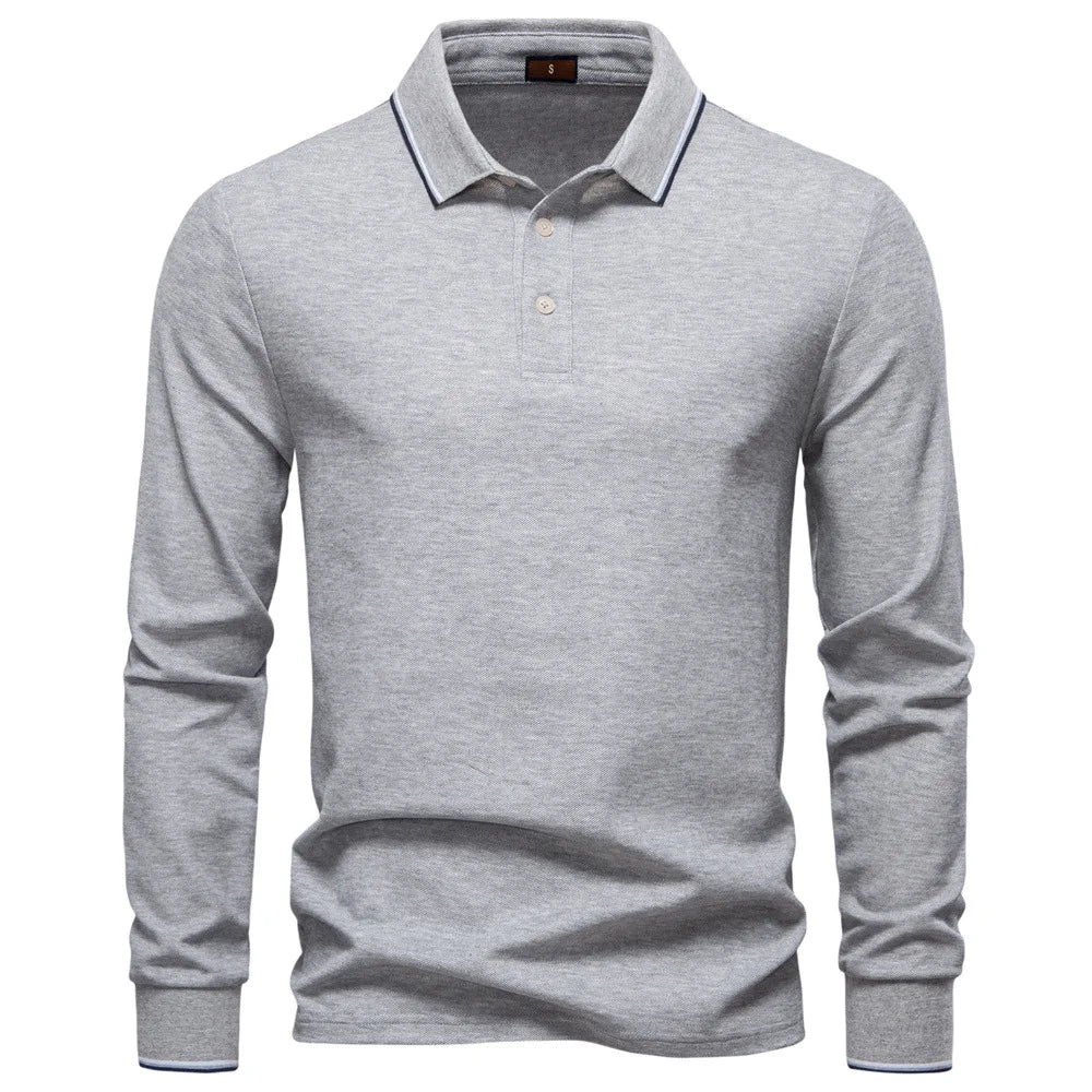 2025 New Men's Polo Shirts for Men Cotton Solid Color Long Sleeve Lapel Polo Desinger High Quality Male T-Shirt Dropshipping