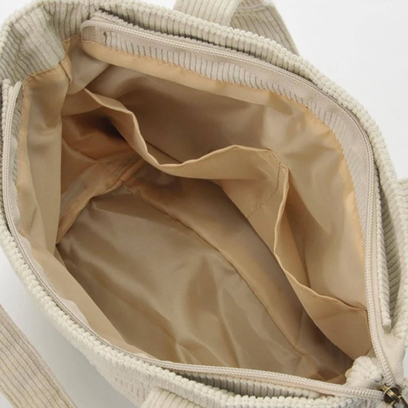 Cute Cartoon Corduroy Handbag Fashion and Casual Multi functional Large Capacity Handbag