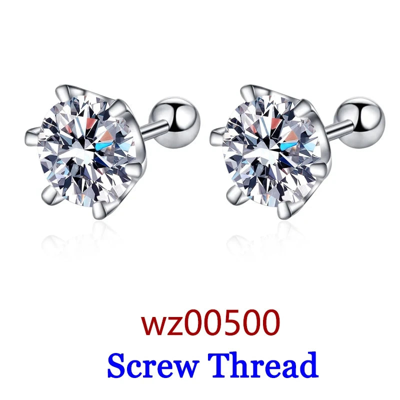 DJMAX 0.5-2ct Moissanite Diamond Stud Earrings for Women Original 925 Sterling Silver Lady's Moissanite Earring New 2025