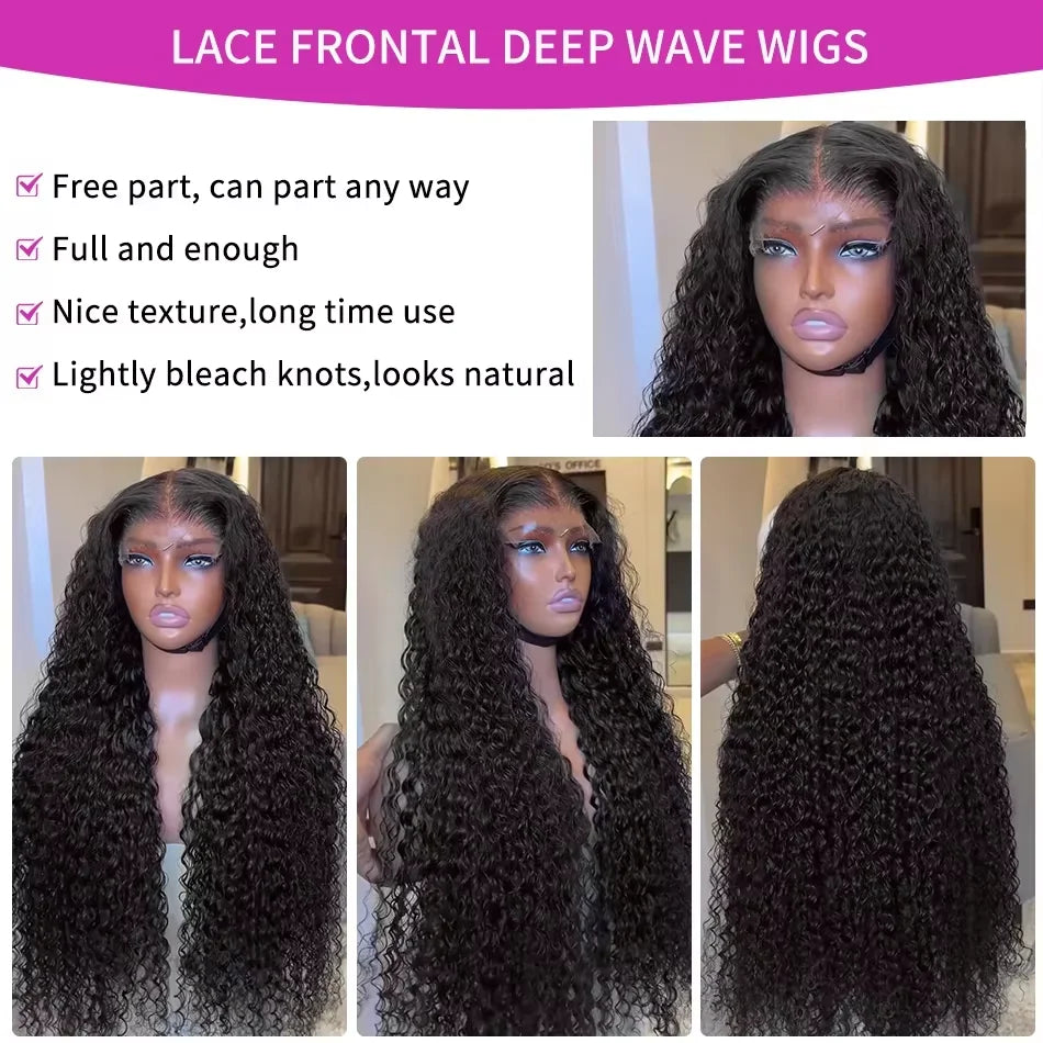 250% 36 Inch Hd Curly Glueless Wigs Ready To Wear 5x5 Lace Closure Wigs Hd Transparent Lace Front Human Hair Wigs Bleached Knots