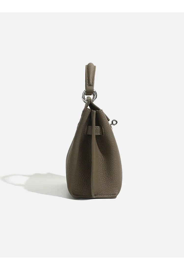 Fashionable Kelly Bag 2025 New Women's Crossbody Bag Retro Lychee Pattern Lock Buckle Single Shoulder Diagonal Bag Luxury Feel