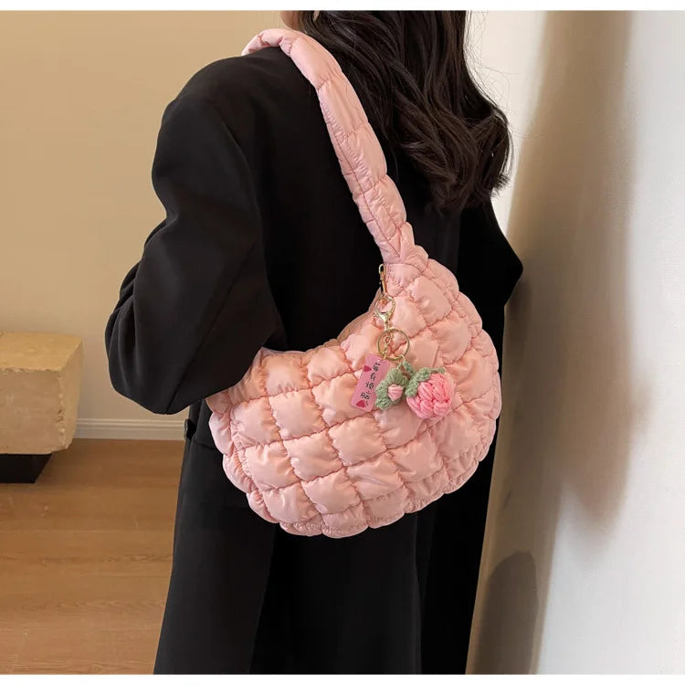 Women's Bag Korean Version Sweet Girly Style Shoulder Bag Fashion Casual Bubble Dumpling Bag Fold Cloud Bag Fashion Exquisite