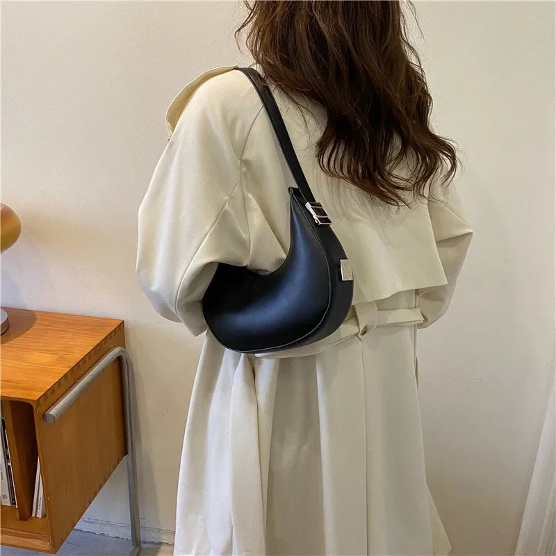 Fashion Luxury Design PU Leather Hobo Shoulder Bag Women Small Clutch Handbag Purse Female Underarm Bag Travel Totes
