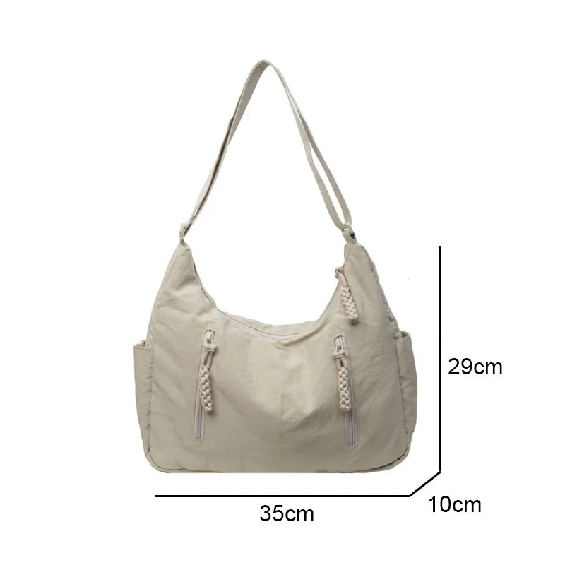 Trendy Women's Soft Cloth Shoulder Bag Solid Color Student 2025 Spring Y2k Casual Style Big Handbags Crossbody Bags for Women
