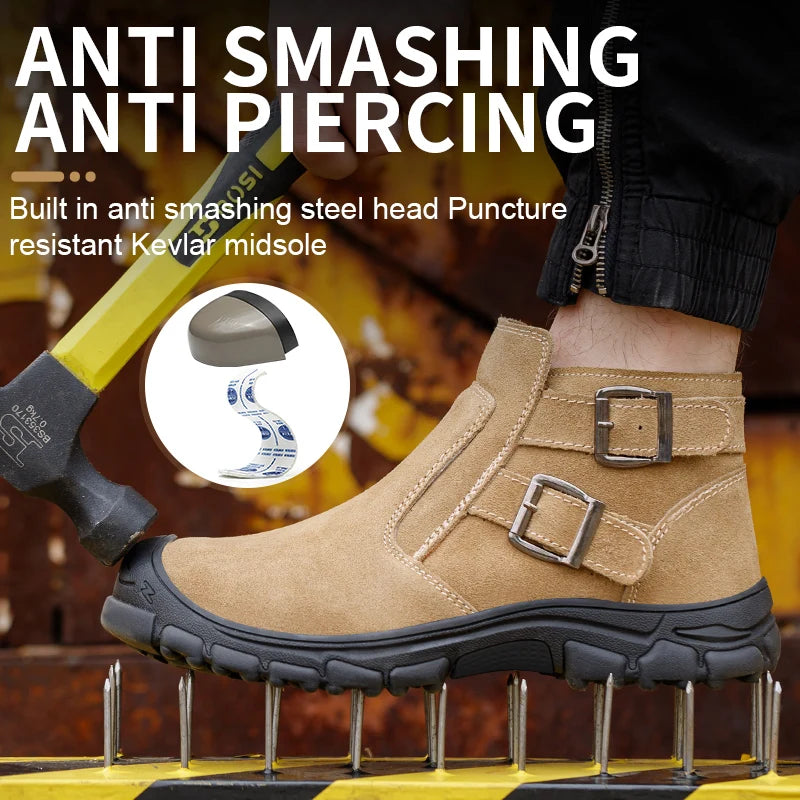 Men Work Safety Boots Indestructible Welder Shoes Steel Toe Work Shoes Anti smashing Security Protective Men Safety Shoes