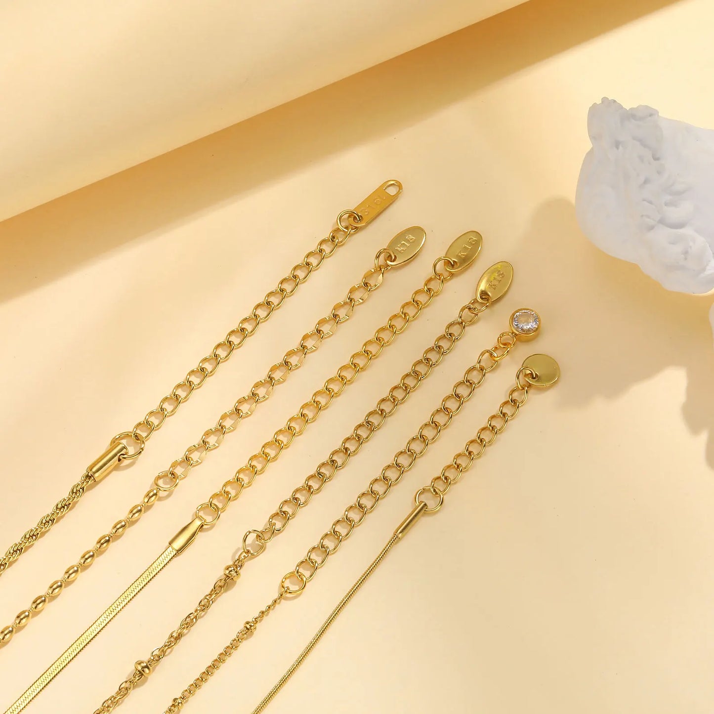 Thin Link Women Bracelet, Stainless Steel 18K Gold Plated Wrist Chain Waterproof Resistant Jewelry