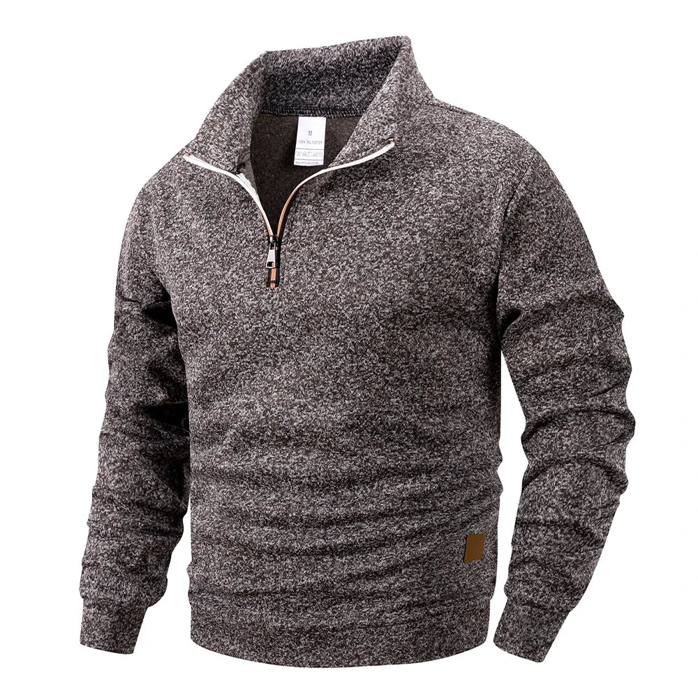 Autumn Men's Stand Collar Pullovers Slim Fit Warm Solid Color Half Zipper Long Sleeve Sweater Men's Casual Sweatshirts Top
