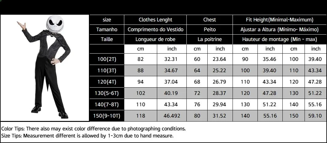 Baby Girls Halloween Costumes Cosplay Dress Nightmare Before Xmas Children Carnival Princess Sally Party Clothes 2-10 Years