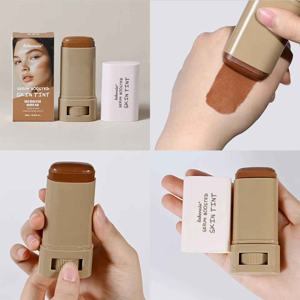 Skin Tint Foundation Stick 6 Colors Balm Serum Boosted Smooth Plumper Hight Coverage Travel Bronze Foundation Stick Makeup