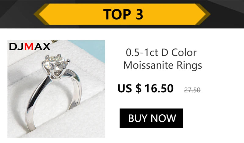 DJMAX 0.5-2ct Moissanite Diamond Stud Earrings for Women Original 925 Sterling Silver Lady's Moissanite Earring New 2025