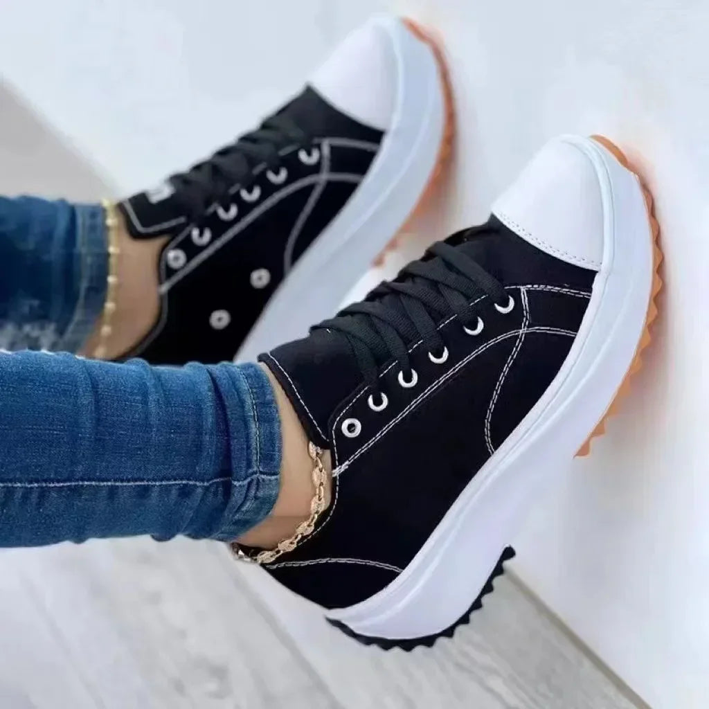 Women's New Casual Single Shoes for Women 2024 Autumn Summer Round Head Canvas Solid Color Low Top Large Size Women's Shoes