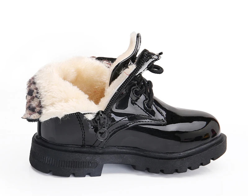 2022 New Winter Children Shoes PU Leather Waterproof Plush Boots Kids Snow Boots Brand Girls Boys Casual Boots Fashion Sneakers