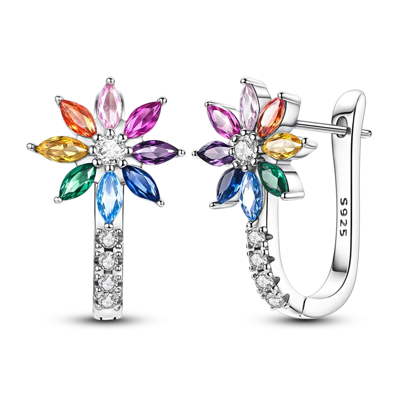 2025 New 925 Sterling Silver Hoop Earrings Flowers Zircon Drop Earrings Stud For Woman Fine Birthday Wedding Party Jewelry Gifts