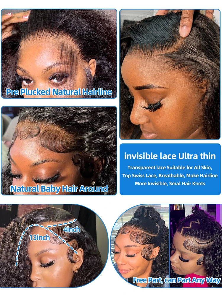 Xcurly 30 40 Inch Deep Wave 13x4 HD Lace Front Wig Human Hair For Women 220 Density Loose Water Curly 13x6 Lace Frontal Wigs