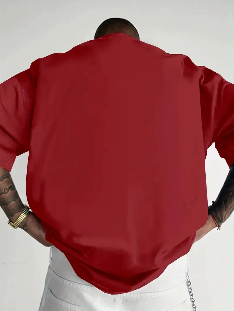 Men's 100% pure cotton fashionable casual sports loose trendy doll graffiti printed round neck short sleeved T-shirt top