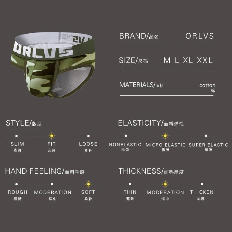 ORLVS New Cotton Comfortable Mens Briefs Underwear Shorts Male Underwear Sexy Gay Men Underwear Bikini Men Briefs Underwear Man