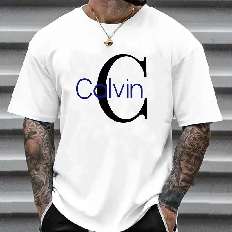 Summer's popular short-sleeved 100% pure cotton T-shirt with letter prints is a casual and fashionable streetwear for men