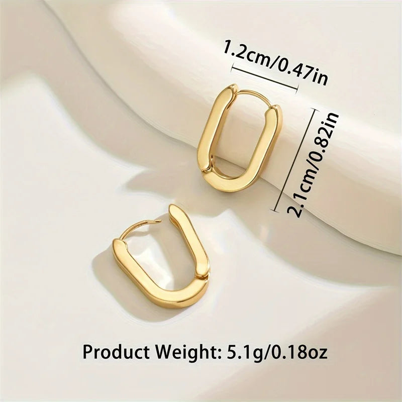New Gold Color Square Hoop Earrings for Women Men Stainless Steel Minimalist Punk Unisex Rock Earring Piercing Jewelry Gifts