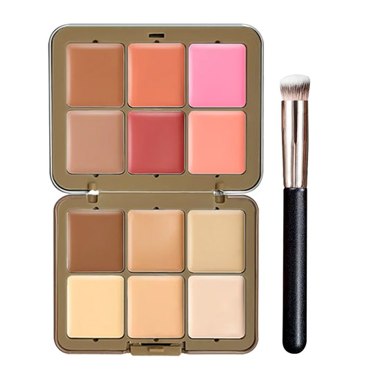 12-color Plum Blossom Concealer with Makeup brush Set Brightening blush Multi-function makeup tray Poker iron case portable