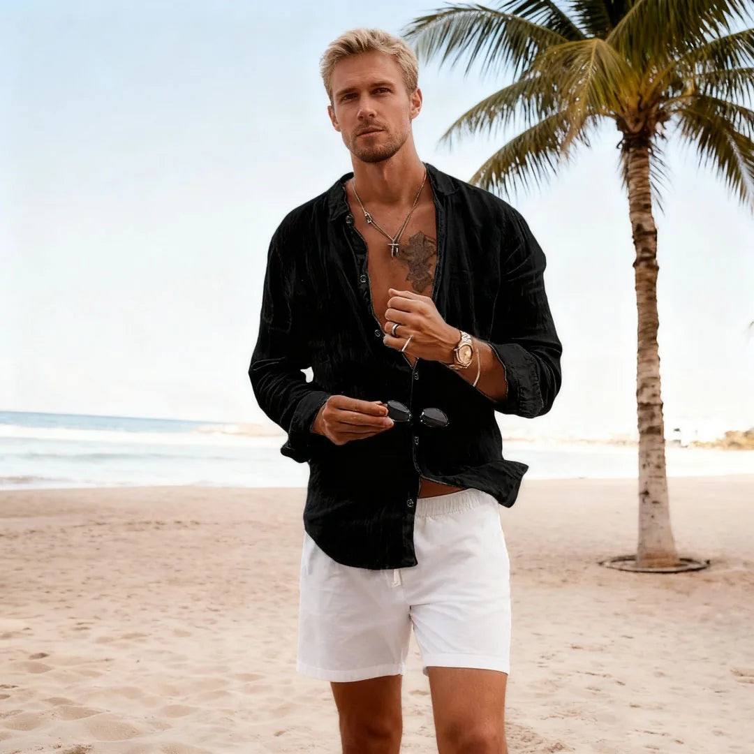 Men's Comfortable Cotton Linen Shirt Simple Lapel Solid Loose Casual Holiday Blouse Top for Men