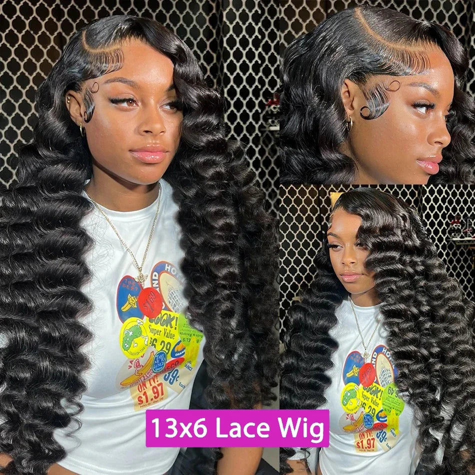Luvin Loose Wave 13x6 HD Lace Frontal Wigs Loose Waves Wig Human Hair Brazilian Loose Deep Wave Curly Wigs Human Hair For Women