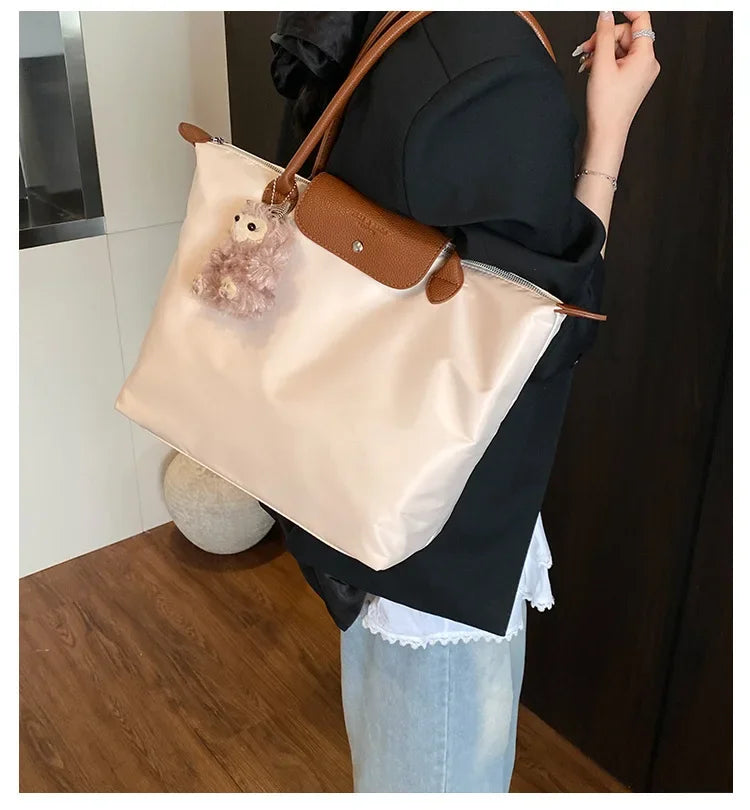 Eco-Friendly Dumpling Shape Tote Bag Versatile Ladies Handbag Single Shoulder Slant Cross Commuter Bag Soft Canvas Square Shape