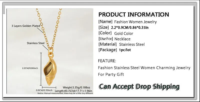 Summer Women's Starfish Conch Shell Necklace Fashion Stainless Steel Gold/Silver Color Crab Turtle Choker Beach Jewelry Gifts