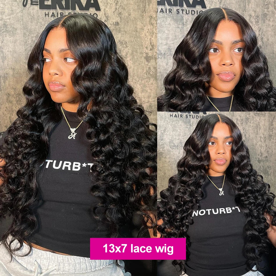 Luvin Loose Wave 13x6 HD Lace Frontal Wigs Loose Waves Wig Human Hair Brazilian Loose Deep Wave Curly Wigs Human Hair For Women