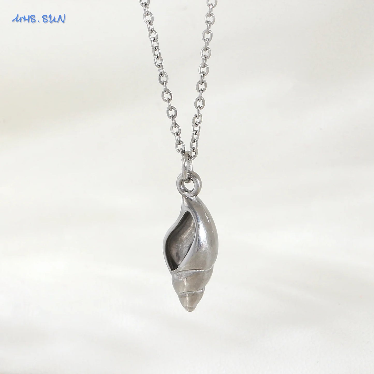 MHS.SUN Starfish Shell Conch Pendant Necklaces For Women Men Stainless Steel Trendy Chain Choker Beach Jewelry Summer Party