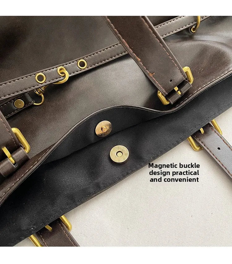 Large Capacity Winter Lady Shoulder Bag Vintage Casual Girl Tote Bags Y2K Pu Leather Female Handbags Women's Commuter Bag Purse