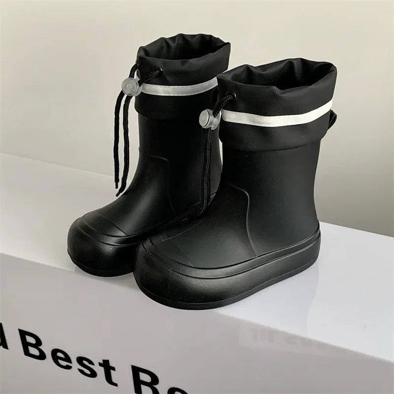 Cute Mid-Calf Rain Boots Women's Student Fashion Casual Play Water Outdoor School Shoes Parent-Child Rain Shoes PVC Material