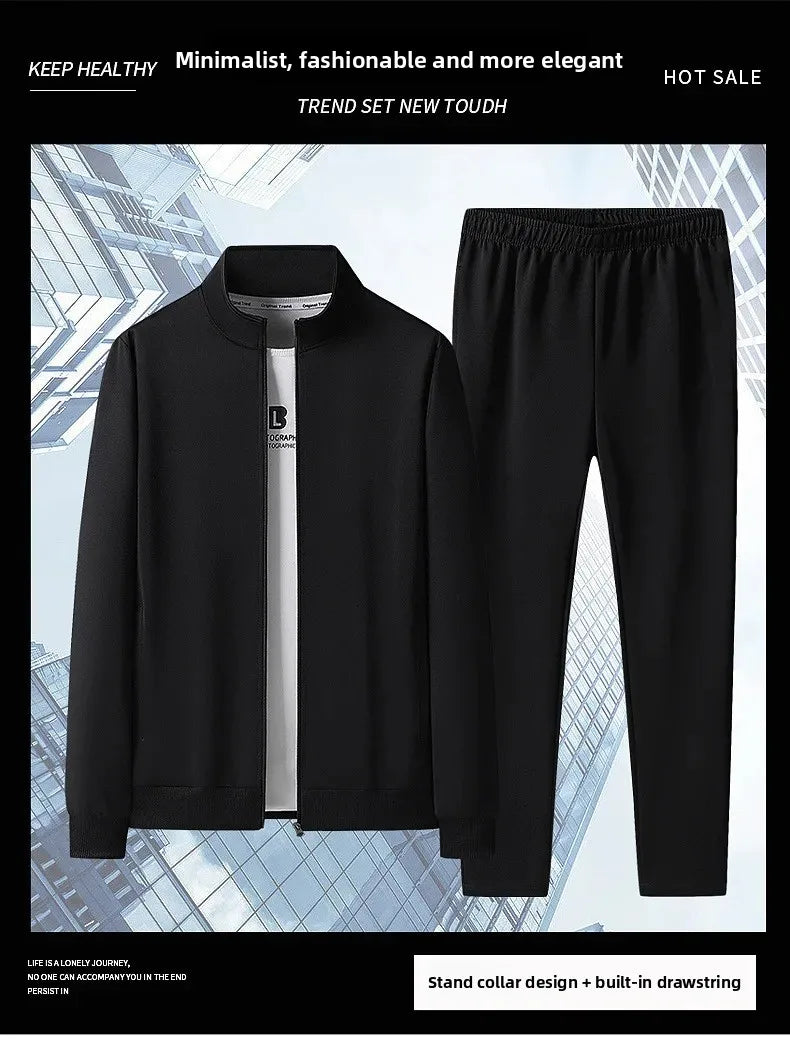 Casual Sportswear Set for Middle-Aged And Elderly Men Spring Autumn New Style Two-Piece Suit Dad Clothes Comfortable Fitness Out