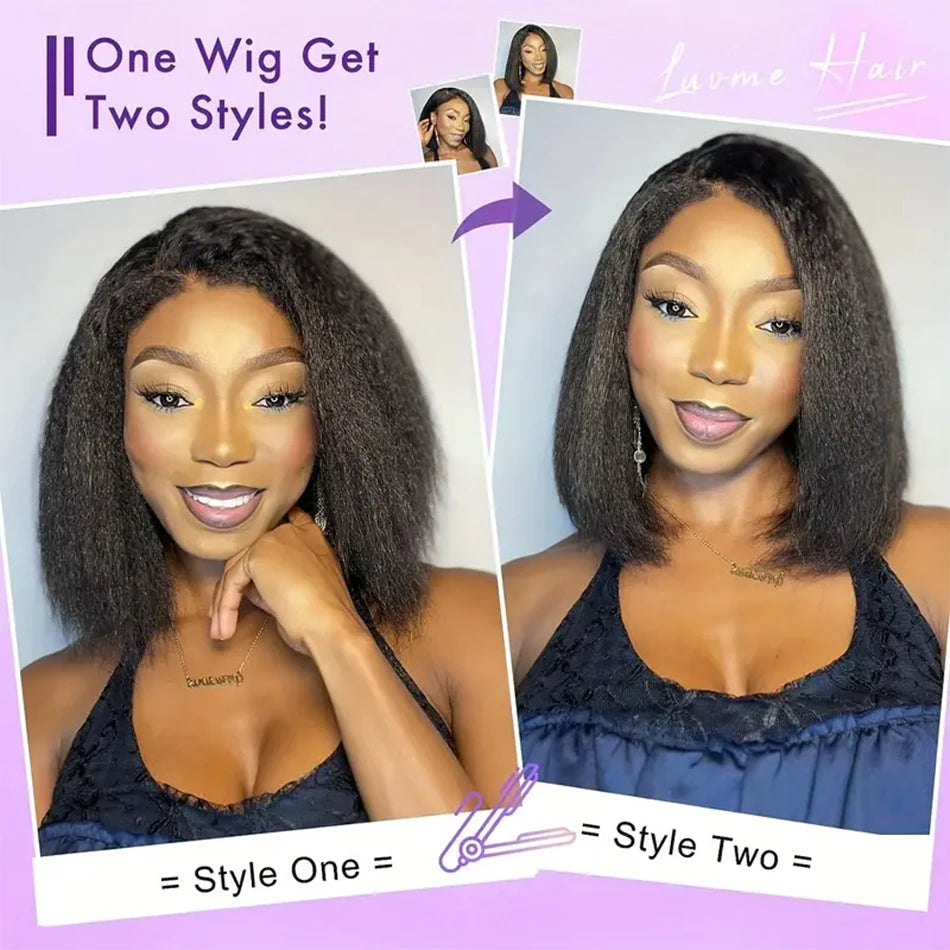 HD Lace Frontal Wigs 13x4 Glueless Wigs Kinky Straight Human Hair Lace Front Wigs Ready to Wear Yaki Straight Wigs For Women