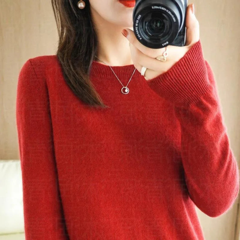 Basic Knitted O-Neck Autumn Winter Sweater Women 2025 Long Sleeve Soft Warm Sweater Korean Simple Solid Color Versatile Pullover