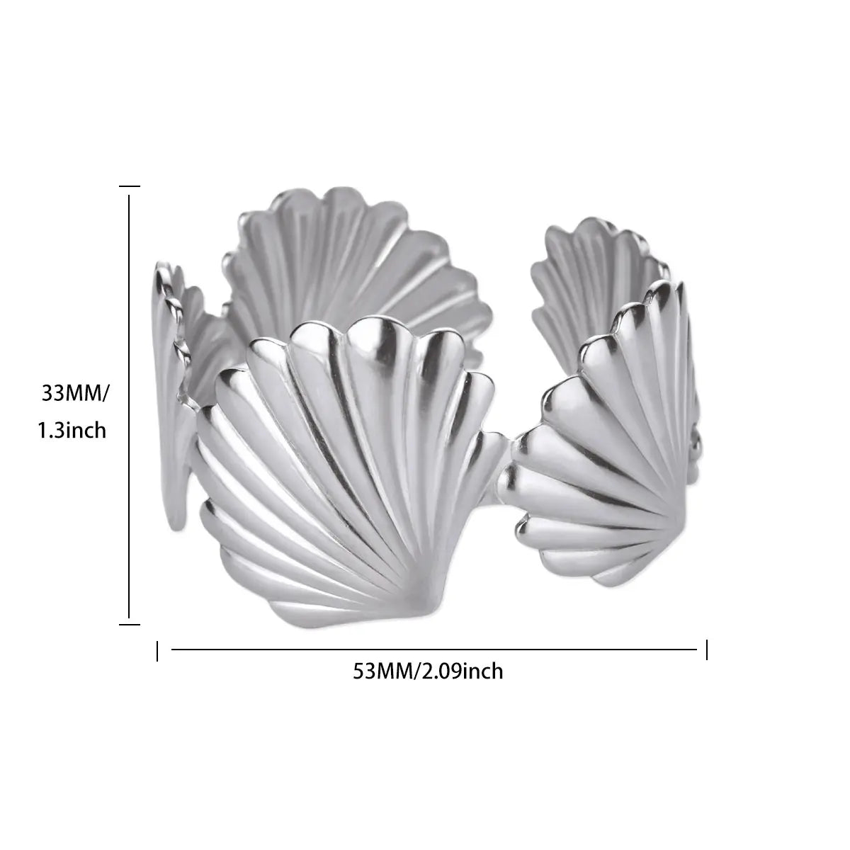 Stainless Steel Shell Bangles for Women Fashion Layered Wave Starfish Cuff Bangle Bracelet Femme Waterproof Jewelry New In