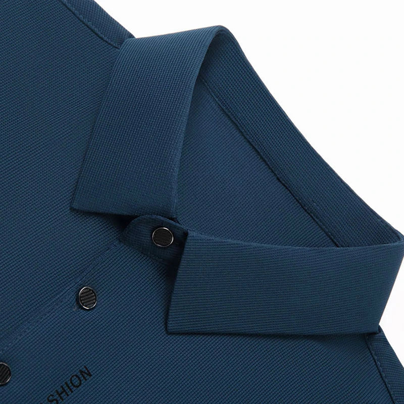 Men's Short Sleeve Solid Color Polo Shirt Breathable Comfortable Elastic Top New Arrivals Casual Business Style