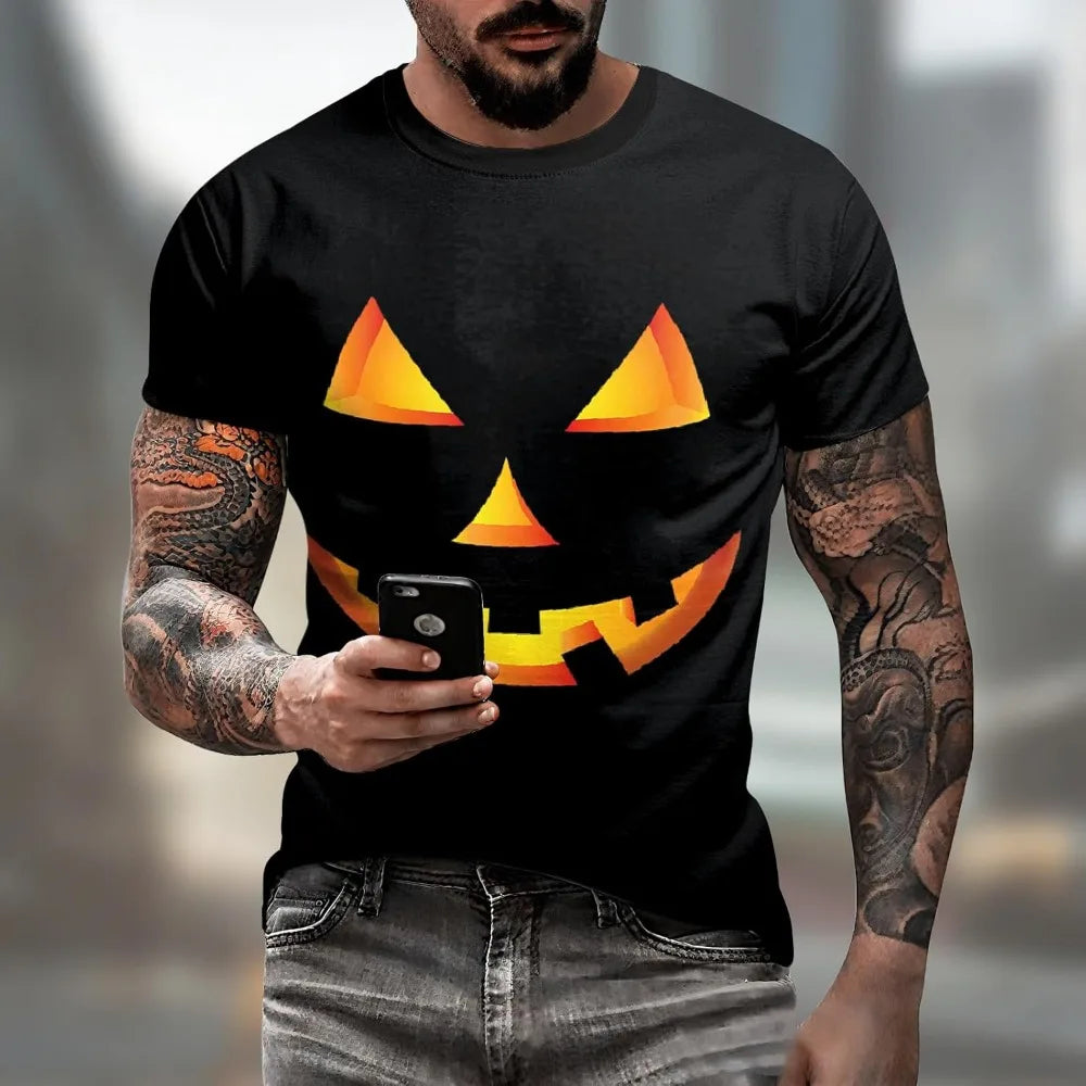 Men's Halloween T-Shirts 3D Skull Print Short Sleeve T-Shirt Casual Round Neck Novelty Street Fashion Shirts anime clothes