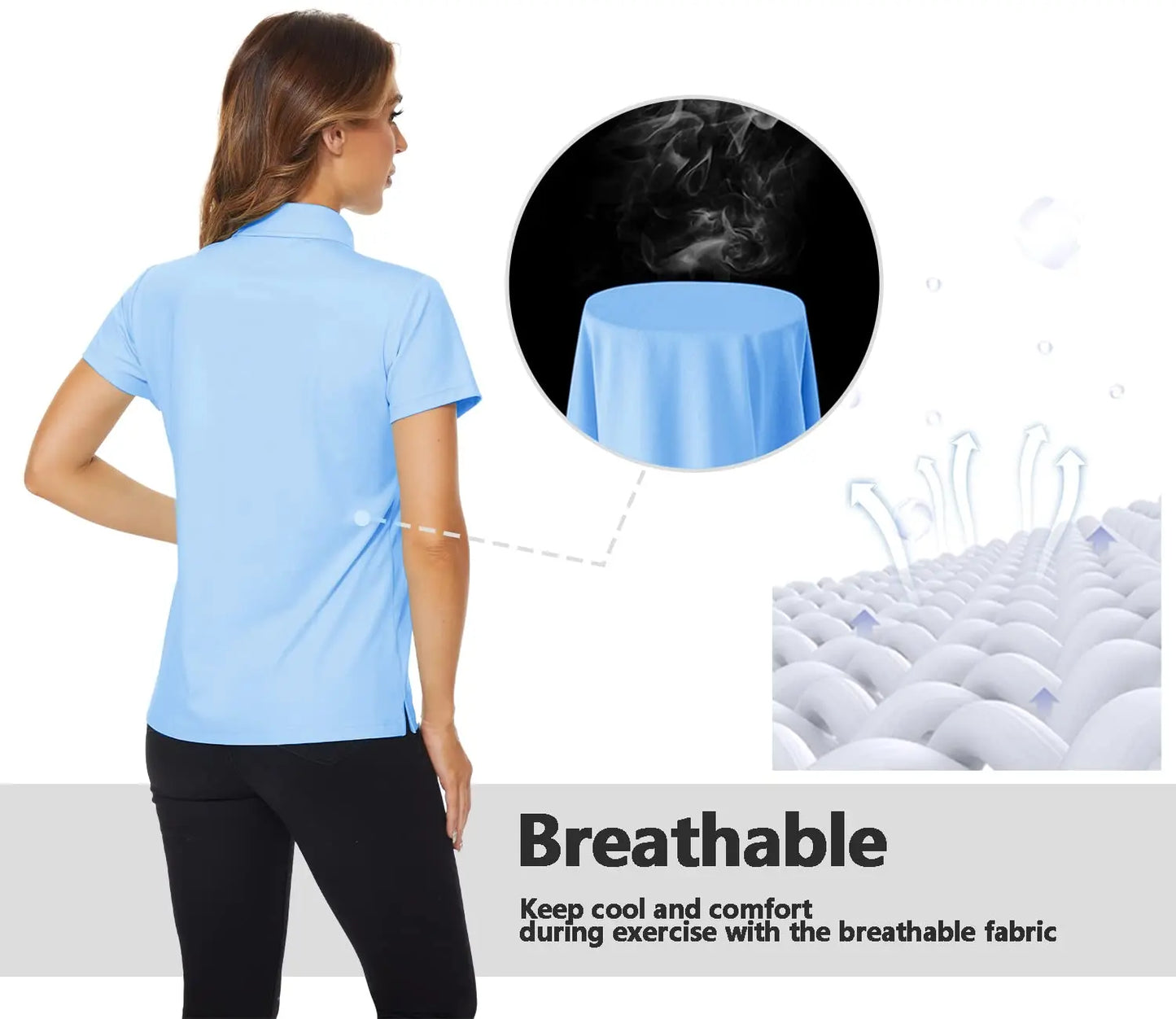 TACVASEN Summer UPF 50+ Short Sleeve Shirts Womens Sun Protection T-shirts Quick Dry 4 Buttons Tennis Workout Tee Golf Pullovers