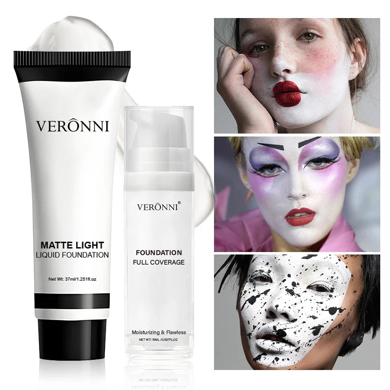 Pure White Makeup Foundation Cream Set,Mixable Pure White Foundation Adjuster Concealer Face Paint Makeup Goth For COS Carnival