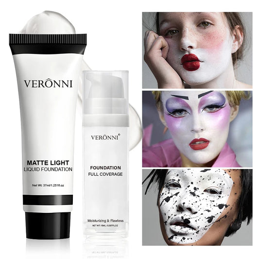 Pure White Makeup Foundation Cream Set,Mixable Pure White Foundation Adjuster Concealer Face Paint Makeup Goth For COS Carnival