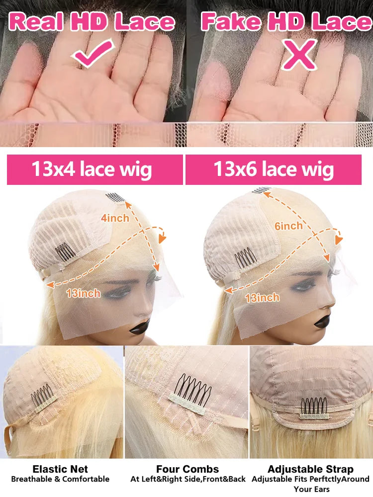30 40 inch 613 Honey Blonde Straight 13x4 Lace Front Wigs Human Hair Glueless 5x5 Closure Brazilian Hd 13x6 Front Wig PrePlucked